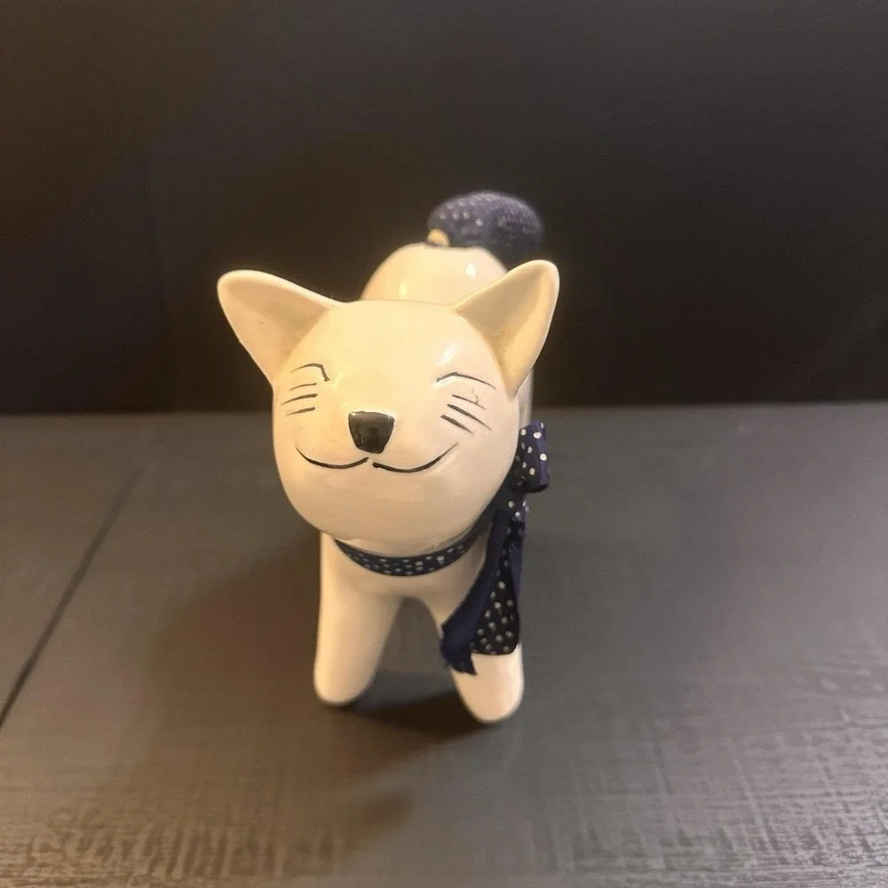 Vtg.1987 Designed Giftware,‎ Enesco Cat, Happy smiling cat Taiwan 9